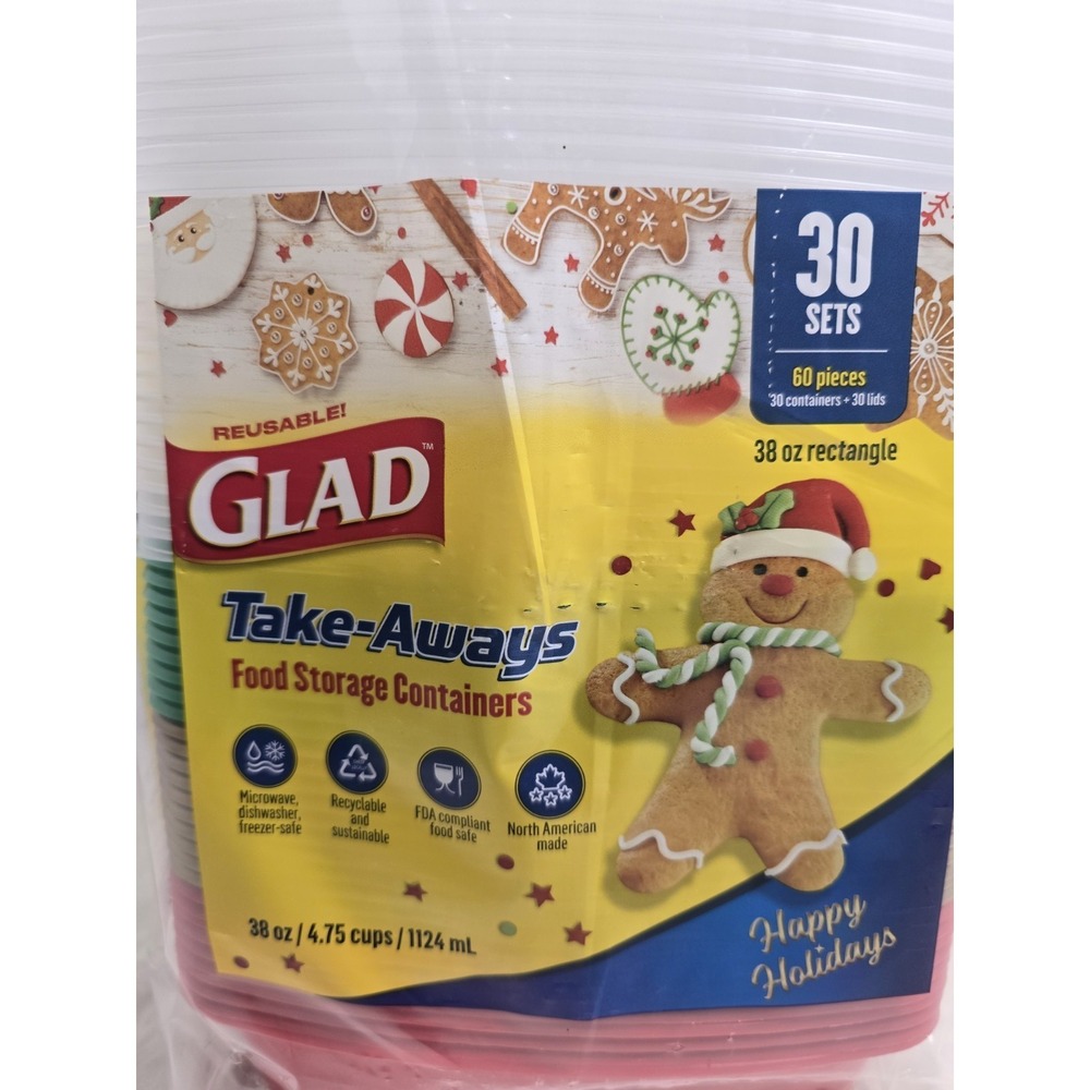 Glad Take-Aways Storage Containers with Lids, Limited Edition 30ct‎ - Picture 2 of 3